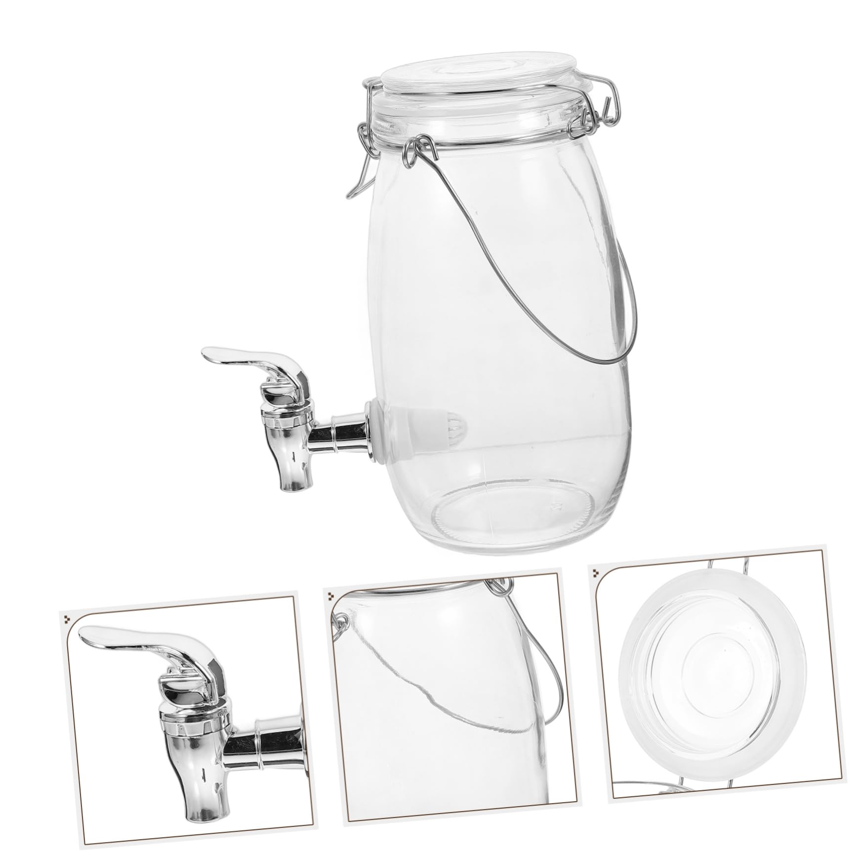 ABOOFAN Dispenser Vetro con Rubinetto da 1,5l per Cucina con Design a Rubinetto e Chiusura Ermetica in Vetro e Abs per Conservare e Servire Bevande