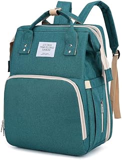 MiduoHu Zaini fasciatoio, Zaino per Lettino Pieghevole,Zainetto fasciatoio Grande Multifunzione Borsa Bebè con fasciatoio Portatile, e Cinturini per Passeggino, per Mamma e papà (Color : Green)