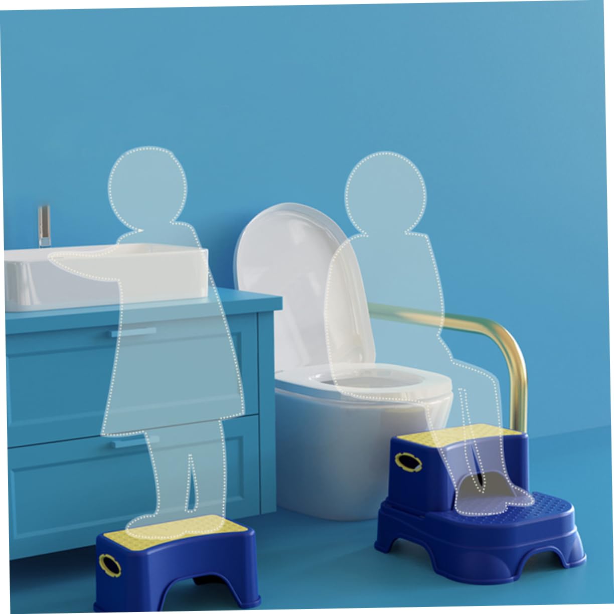 1 Pieza Antideslizante para Doble Capa Escalón Multifuncional para Baño y Dormitorio Material Resistente y para Aprendizaje Lavado y Aseo