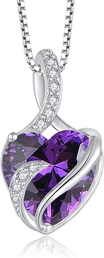 FJ Unendlichkeit Februar Geburtsstein Kette Damen 925 Sterling Silber Herz Amethyst Anhänger Halskette Schmuck Geschenke für Damen Frauen Mutter Freundin Mama : Amazon.de: Fashion
