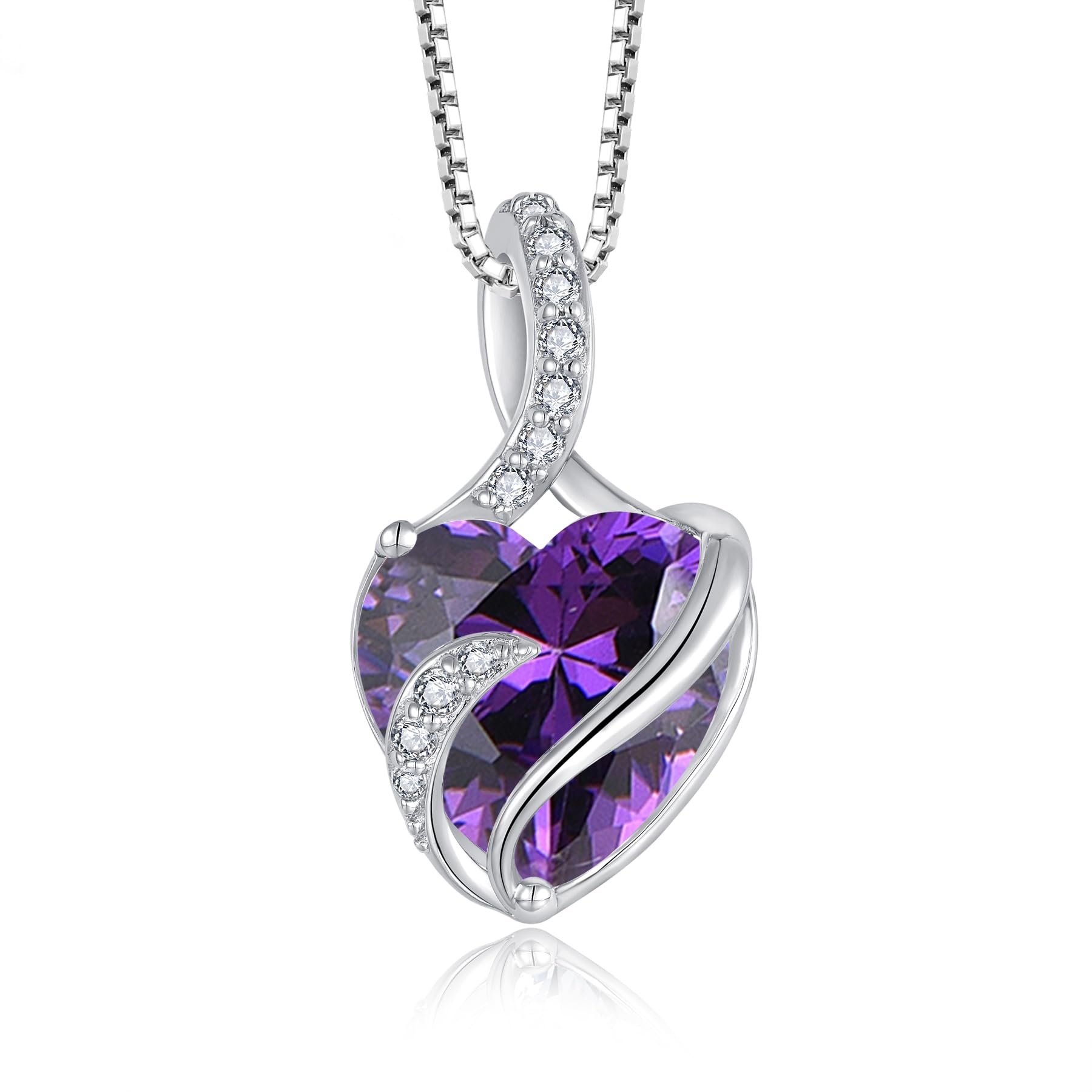 FJ Collar Mujer Corazón Piedra de Nacimiento Plata de Ley 925 Infinito Joyas Regalos para Mujer Novia Esposa Mamá