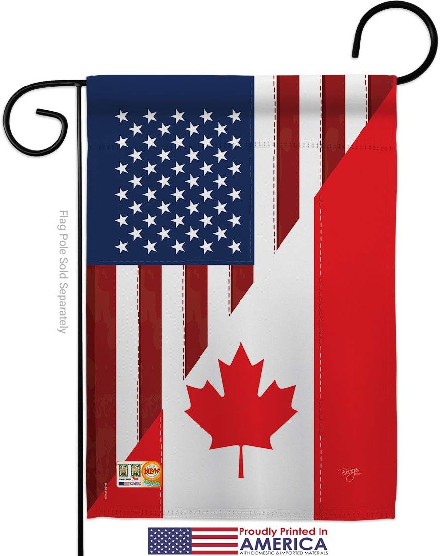 US Canada Friendship Garden Flag Set Wall Holder Regional USA American Alliance World Country Particular Area Small Decorative Gift Yard House Banner Made In 13 X 18.5