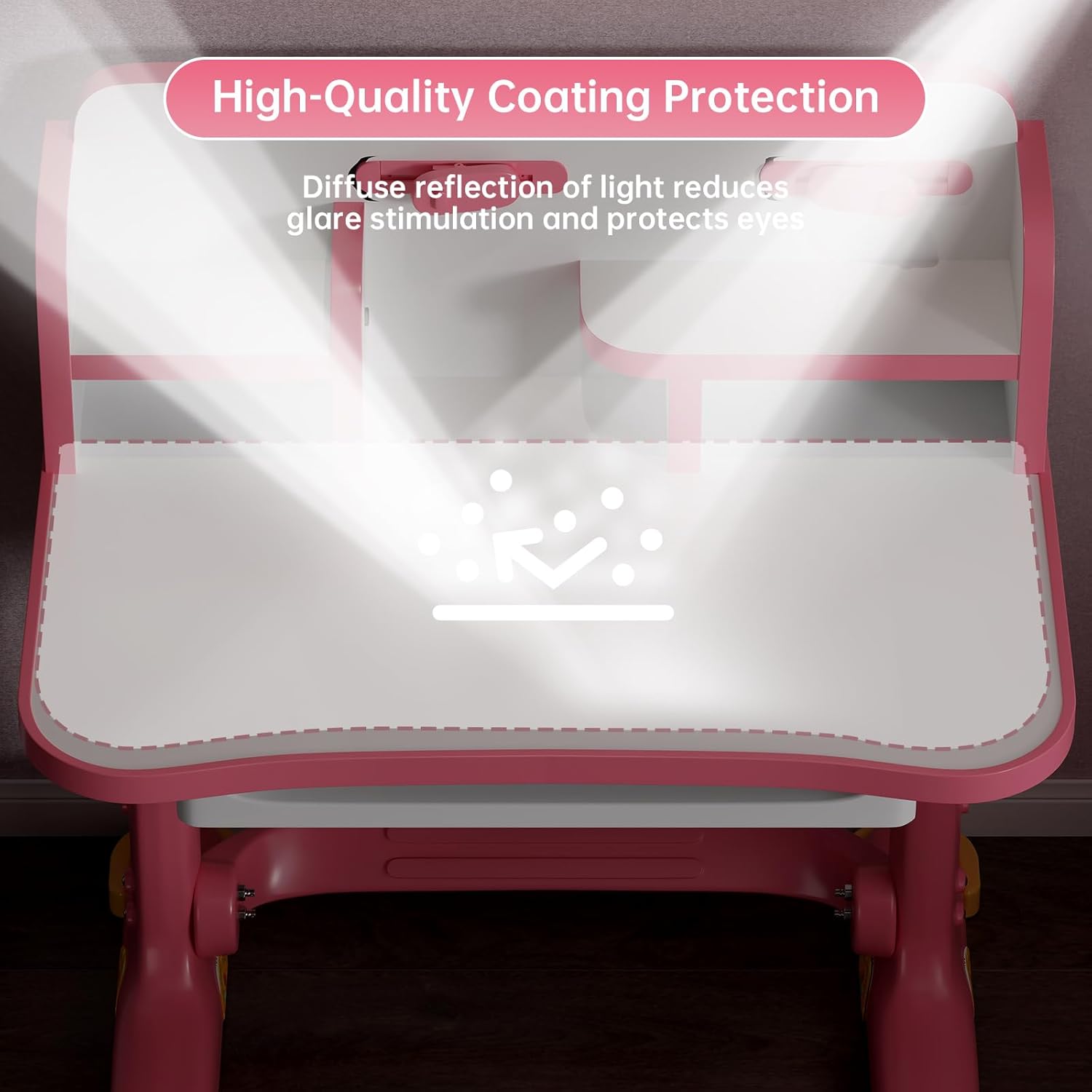 Kids Desk and Chair Set, Height Adjustable Child's School Study Writing Tables, Kids Desk with Bookstand and Storage Drawer, Widened Desktop with Desktop for Boys and Girls