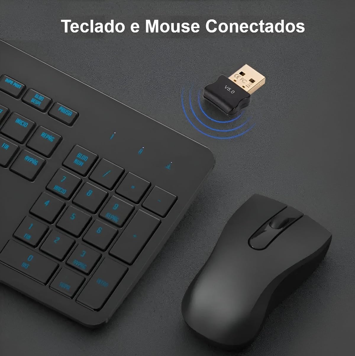 Adaptador Bluetooth 5.0 USB Receptor Dongle Para PC e Notebook Compatível Com Fone De Ouvido Mouse Teclado Windows Linux