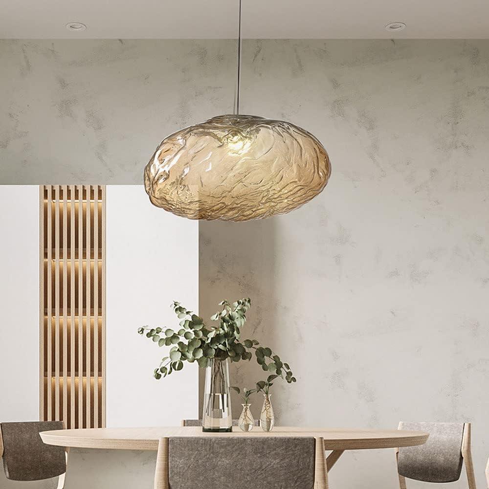 Oval Clouds Shape Clear/Coffe/Grey Glass Round Ball Single Head Pendant Light Fixture Metal Lamp Holder Nordic Style Hanging Lamp Adjustable Cord Barber Shop Cafe Restaurant Indoor Chandelier