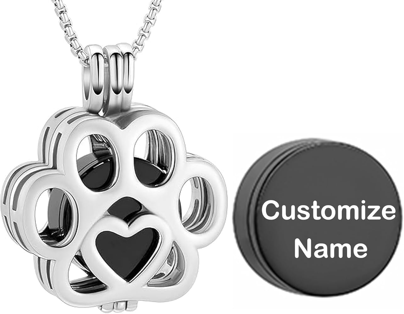 Oinsi Joyería De Cremación De Mascotas Para Cenizas Para Perro/Gato Con Forma De Pata De Acero Inoxidable Medallón Conmemorativo Collar De Urna Mini Estuche Interior De Recuerdo Joyería De Cremación