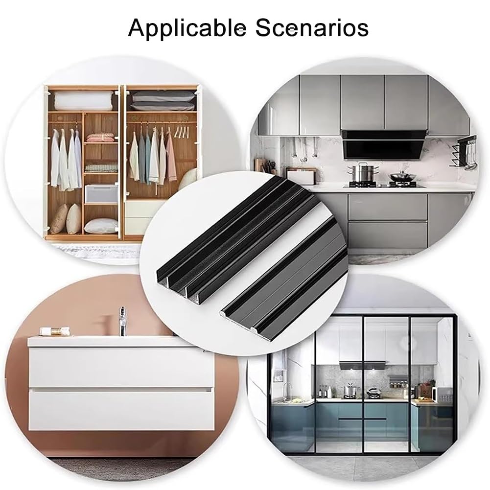 Zestaw szyn do drzwi przesuwnych, wytrzymały system osprzętu do trzypanelowego obejścia, aluminiowe szyny z cichymi rolkami, do drzwi szafy działowej 15-18 mm