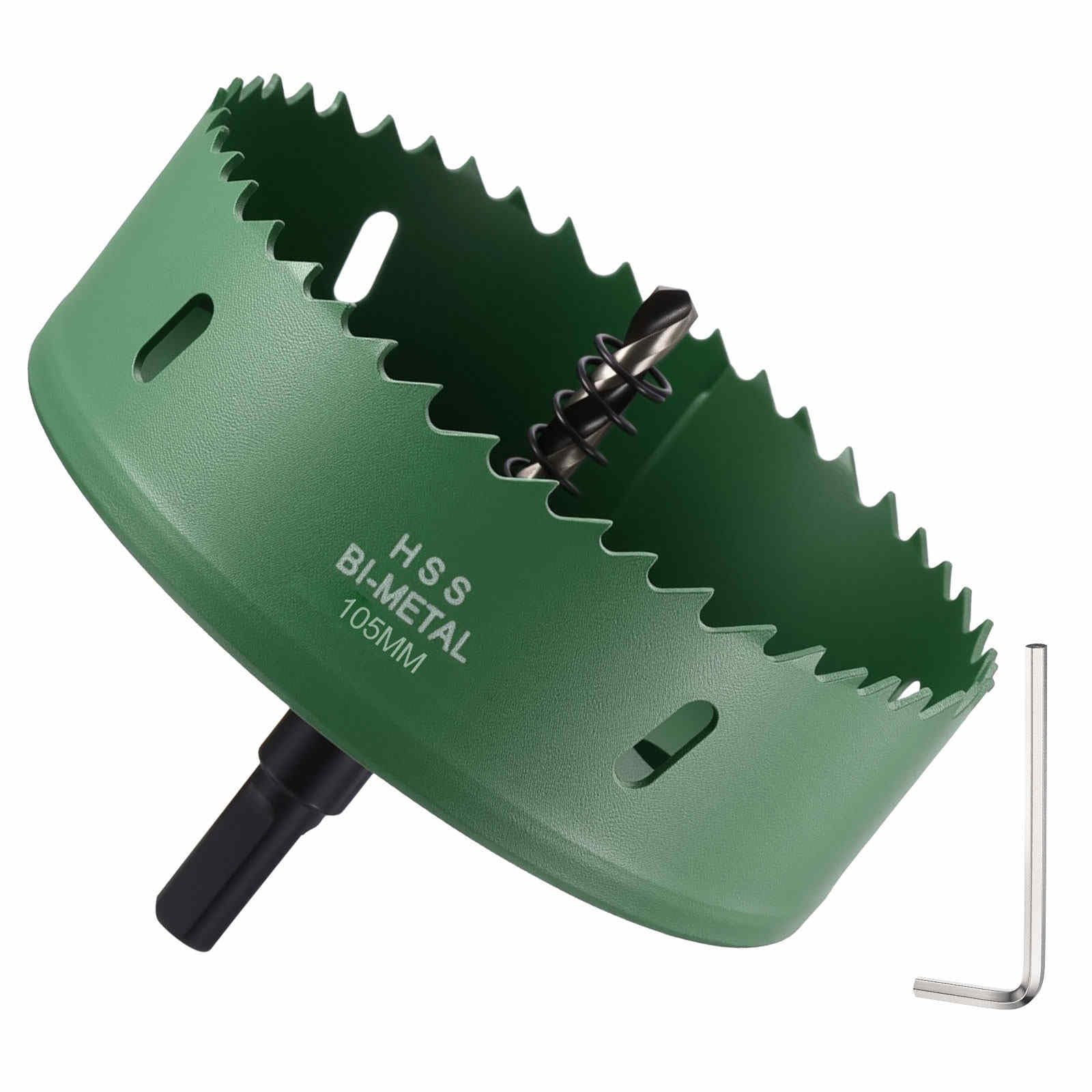 DTGN 4-1/8" Bi-Metal Hole Saw M42 HSS - 105mm Hole Cutter - Good for Thick Stainless Steel/Alloy/Aluminium/Brass/Copper - Green