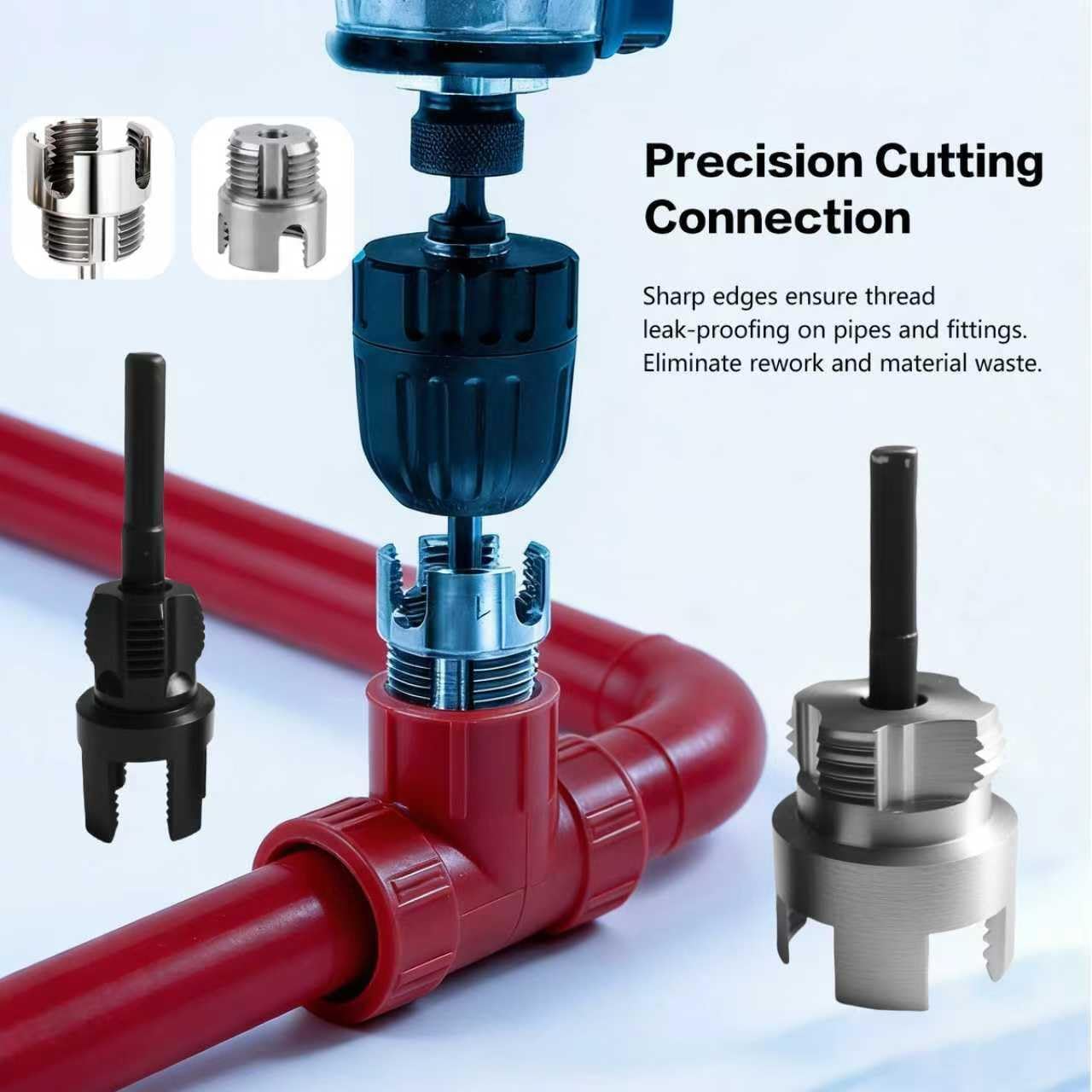 3Pcs PVC Pipe Threader Tool Kit,Dual-Function Internal & External Tube Thread Cutting Tools 1/2'' 3/4'' & 1'' PVC Pipes Threader,Hex Shank Quick Change Pipe Threading Tool Fit Electric Drills