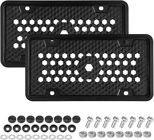 BESULEN Marcos de silicona para placa de automóvil, 2 fundas para matrícula de automóvil, soportes de matrícula a prueba de óxido para hombres y