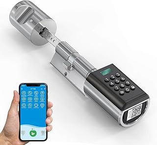 WELOCK PBL Elektronisches Türschloss,Türschloss Code mit App,Einstellbarer Elektronischer Tür-Schließzylinder für Türstärken von 50-100mm,elektronisches türschloss haustür Silber,SmartLock