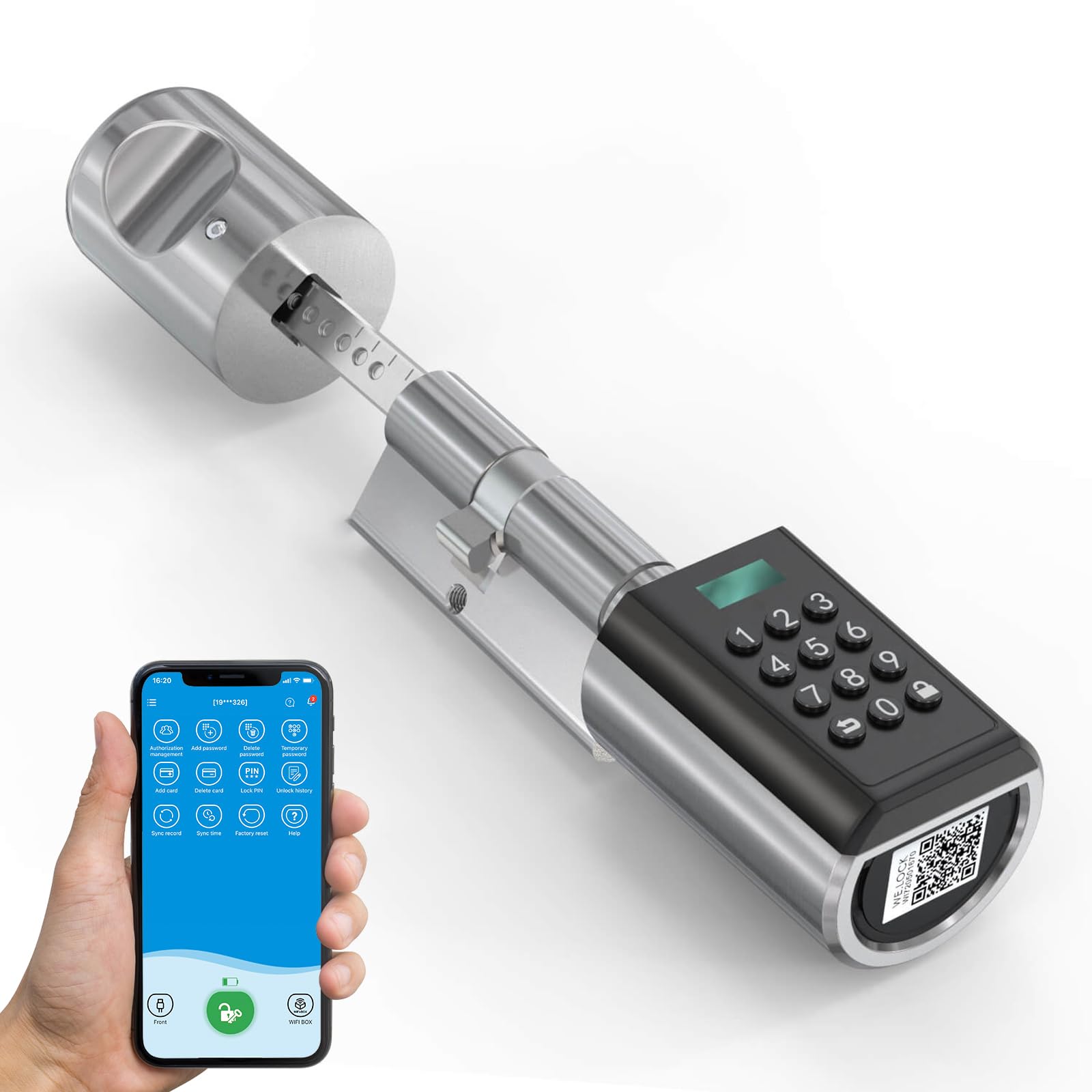 WELOCK PBL Elektronisches Türschloss,Türschloss Code mit App | Einstellbarer Elektronischer Tür-Schließzylinder für Türstärken von 50-100mm,elektronisches türschloss haustür,SmartLock