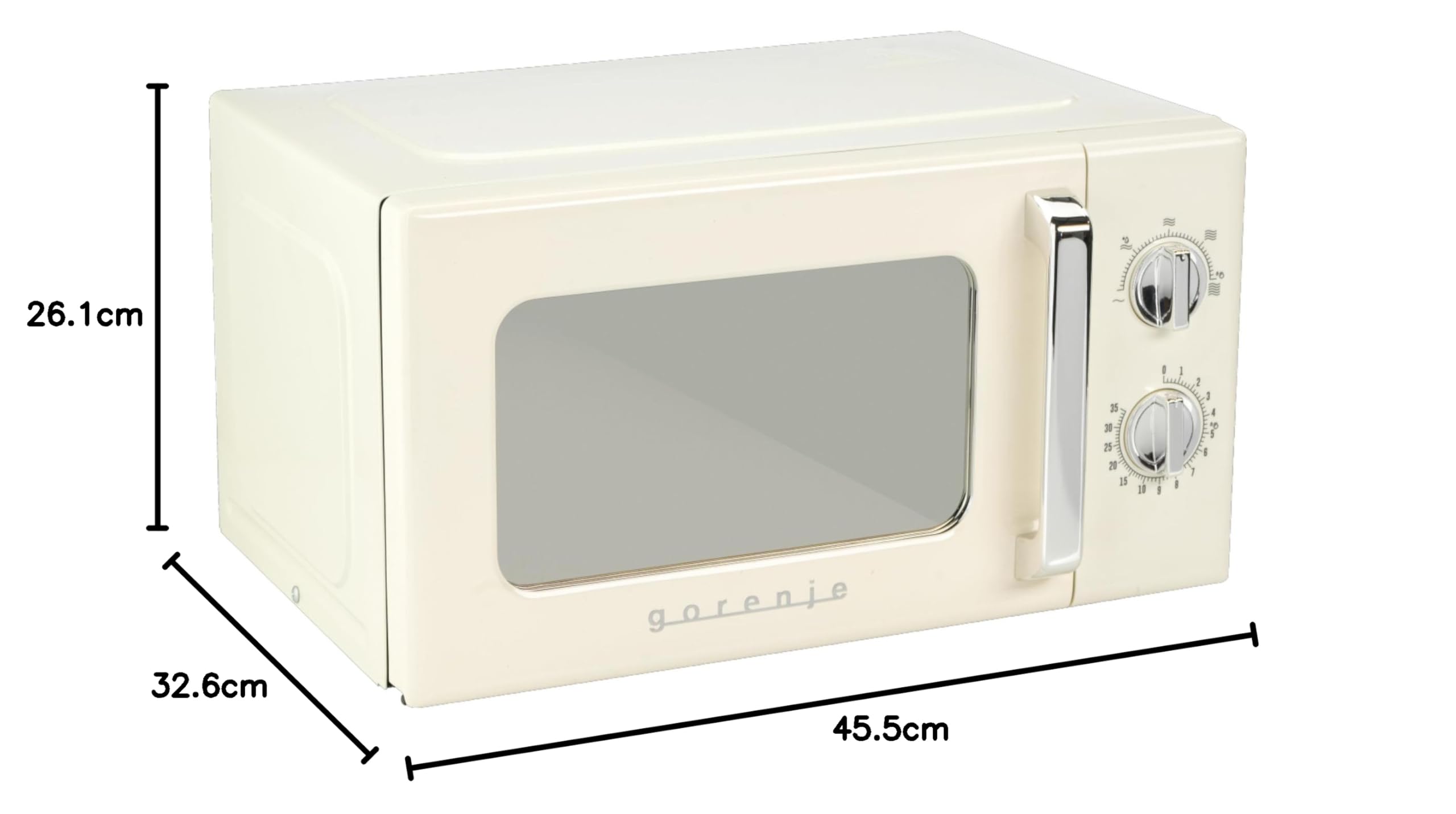Gorenje MO20E1HRL Microondas, 20 litros, 700 W, AquaClean, Temporizador, función de descongelación, 5 modos, protección infantil, blanco/retro