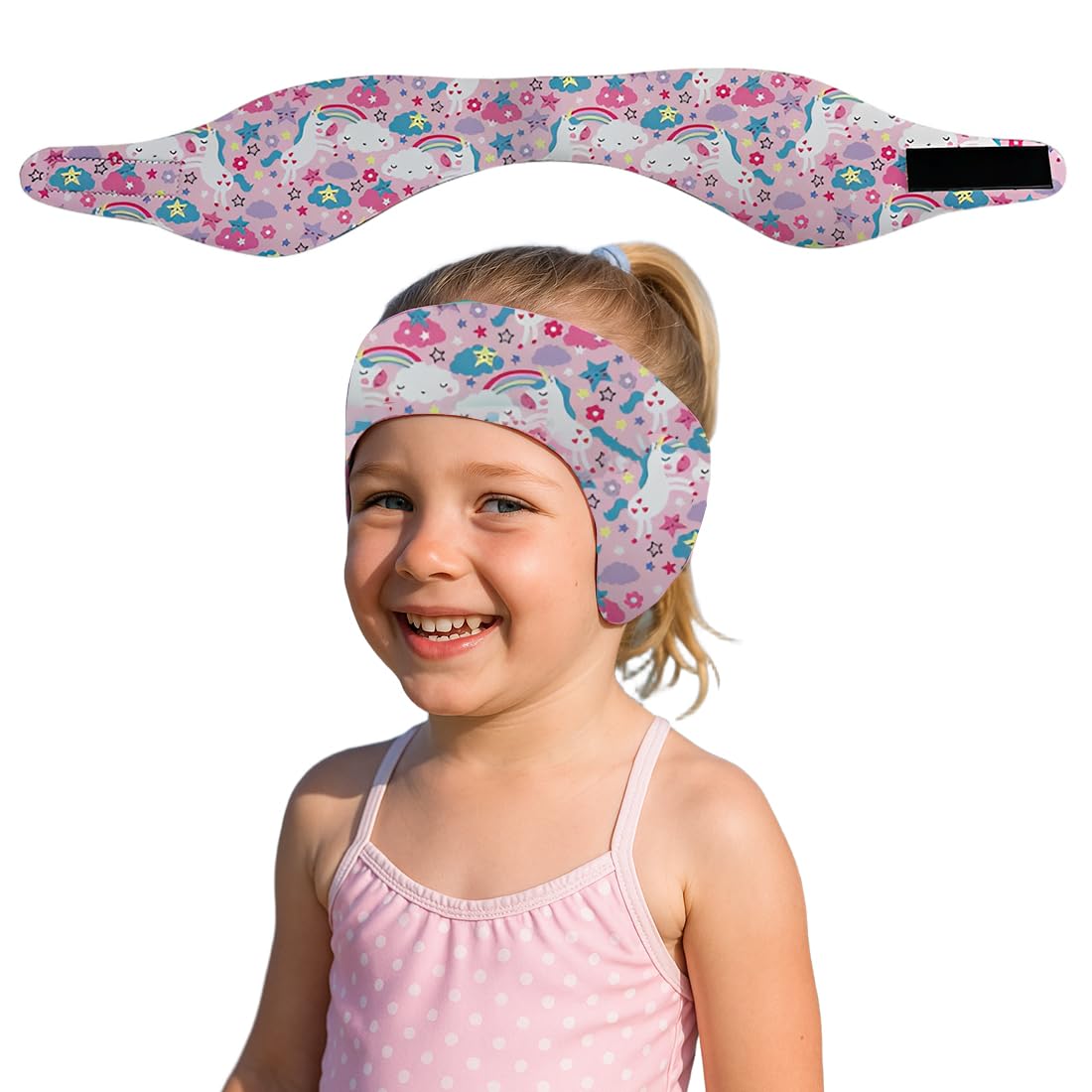 Bandeau Piscine Oreille Enfant, Bandeau de Natation Enfant, Bandeau Oreilles en Néoprène Piscine Oreille, Empêche Pénétration de l'eau et Maintient Les Bouchons Oreille pour Natation