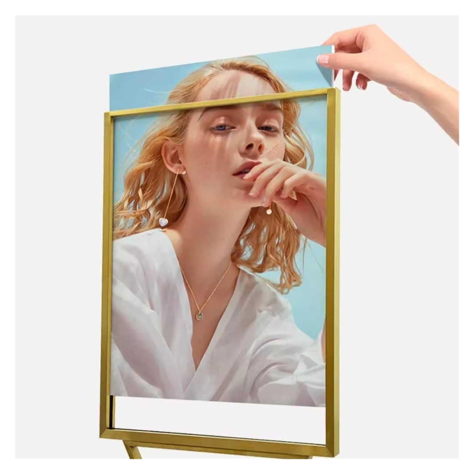 Soporte Vertical De Doble Cara para Carteles, Soporte De Pie para Letreros, Guía, Cartel Publicitario, Expositor De 152 Cm De Altura, Construcción Robusta, Ligero Y Portátil.