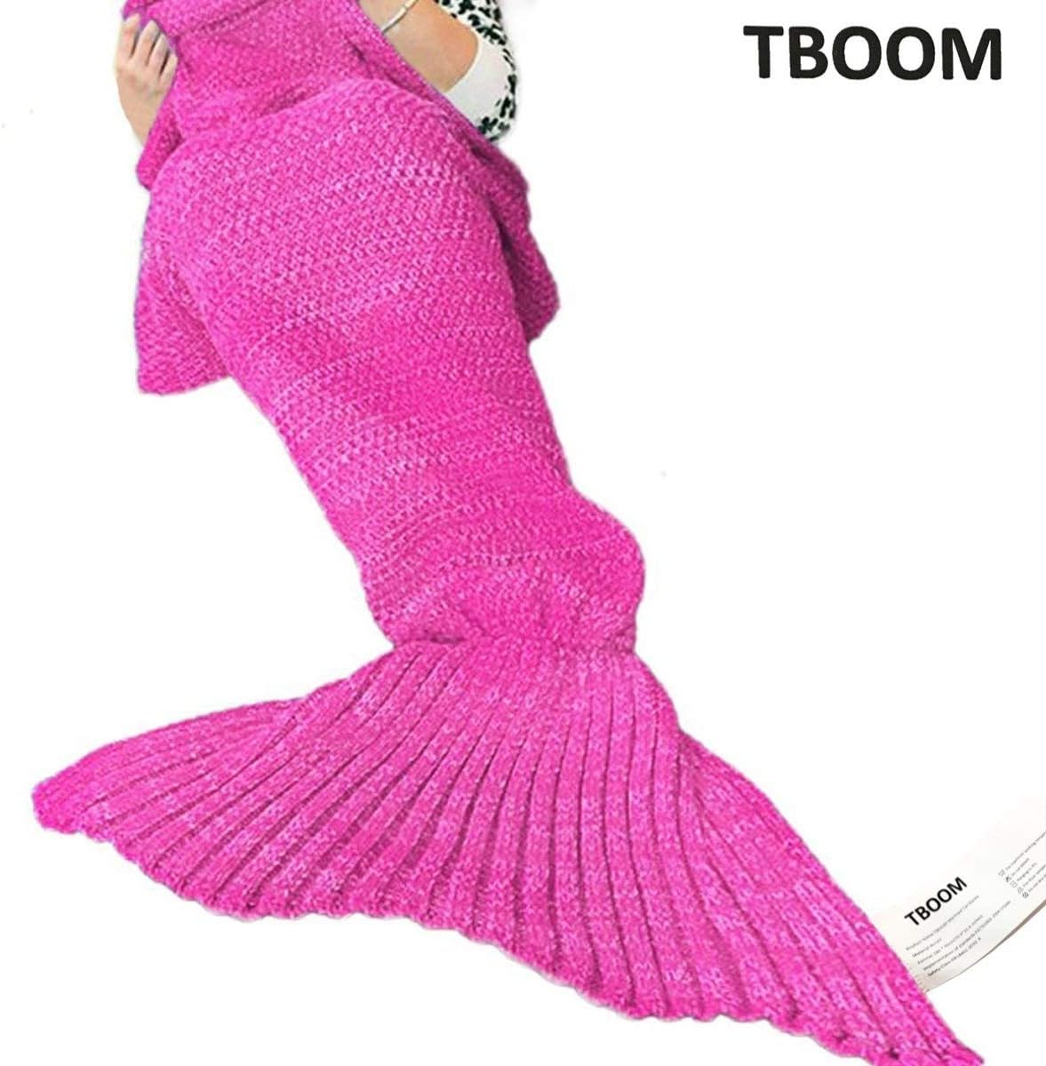 TBOOM Handmade Knitted Mermaid Tail Blanket,Sofa Quilt Living room blanket Mermaid Blanket for Adults and Kids180*90cm (73.46" x36.7) Adults Girls