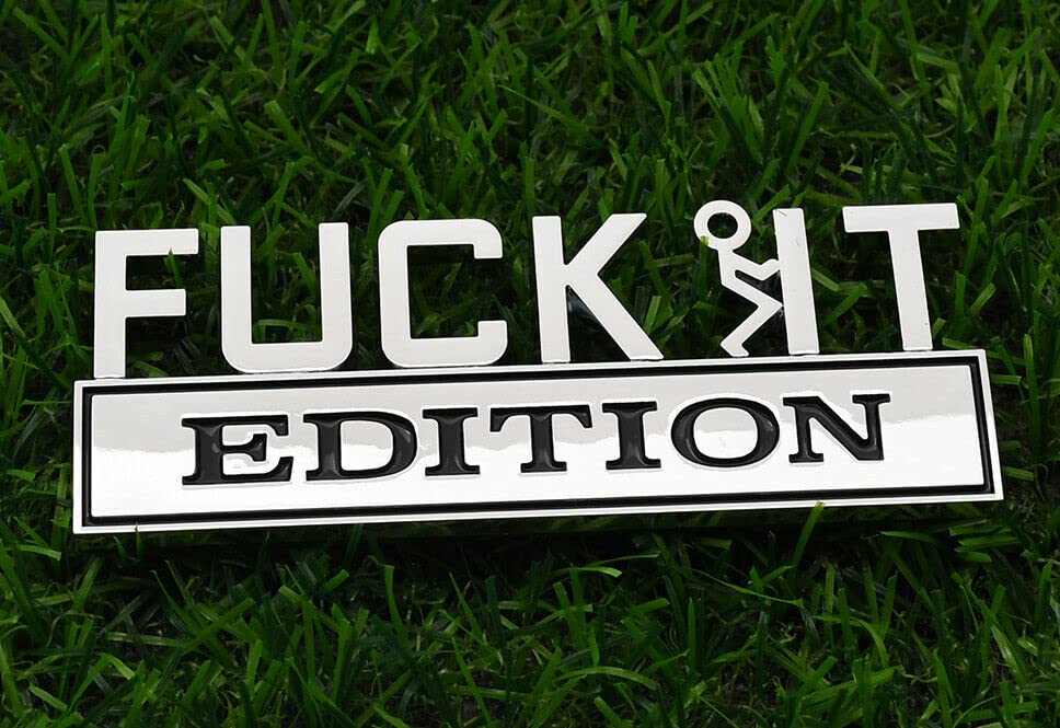 Image of 1x Fuck-IT Edition Emblem Decal Badge w F-it Guy 3D Letter Sticker 3D Fender Badge Decal Car Truck Replacement, Fit for All Cars (Chrome)