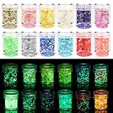  12 Farben glitzer set basteln, fluoreszierendes glitzer gesicht, Farben Holographische Pailletten, Holographic Glitter Pailletten Set, für Festival Dekoration, Basteln, Nagelkunst