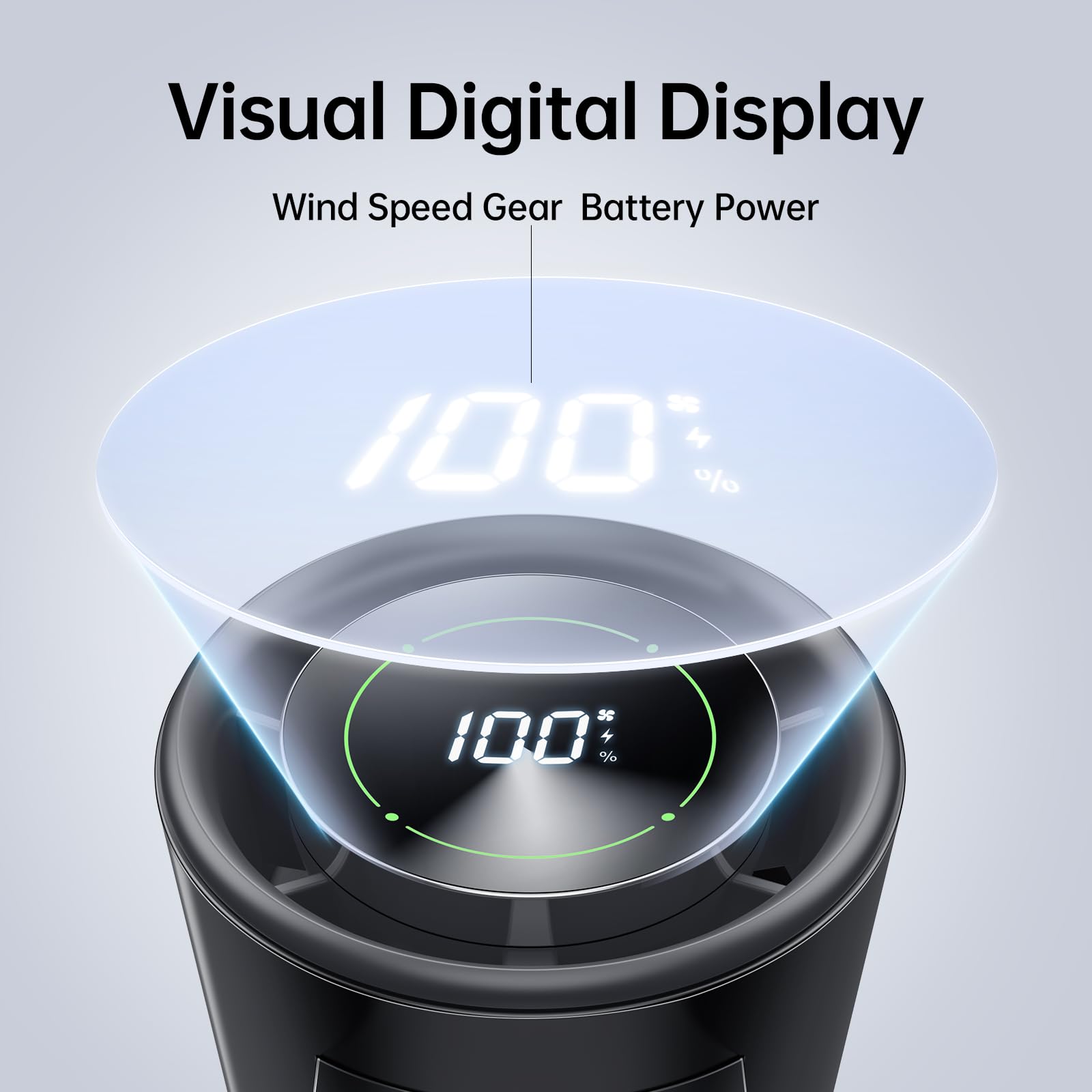 Ventilador turbo portátil 3 en 1, 100 velocidades, 13500 RPM, refrigeración de 12 horas, pantalla digital, rotación de 120°, mini ventilador personal recargable por USB para viajes, maquillaje 4