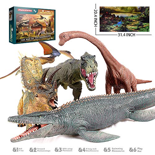 image for Jaysompro 5 PCS Jumbo Dinosaur Set -Realistic Looking Dinosaur Figures