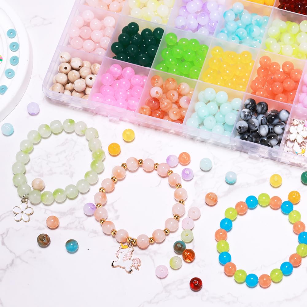 LFLIUN Acrylperlen Set Für Schmuckherstellung – Bunte Glasperlen Für Armbänder, Halsketten & Bastelprojekte