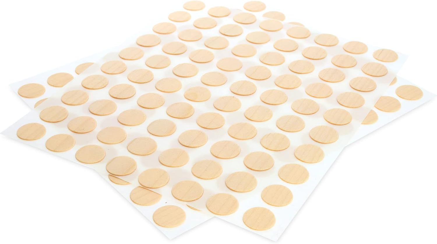 WoodPress® Peel & Stick, Real Birch Wood, Screw Hole Cover Caps - 160 x 13mm Pieces - Can be Varnished or Finished as Desired