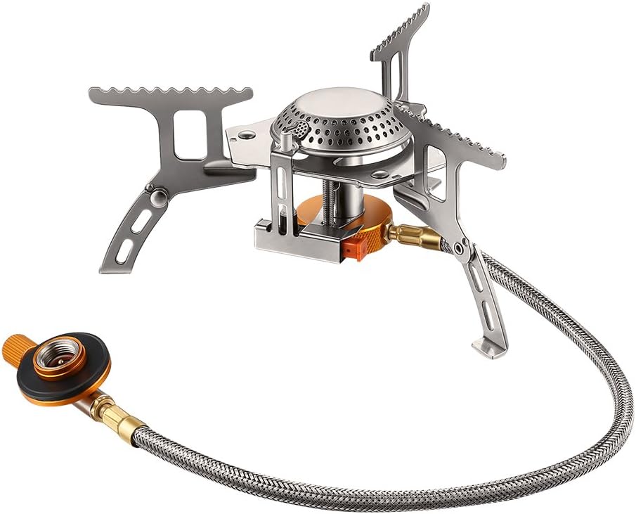Terra Hiker Portable Camping Gas Stove with Convenient Piezo Ignition, 3500W Small Durable Backpacking Cooker with Carrying Case