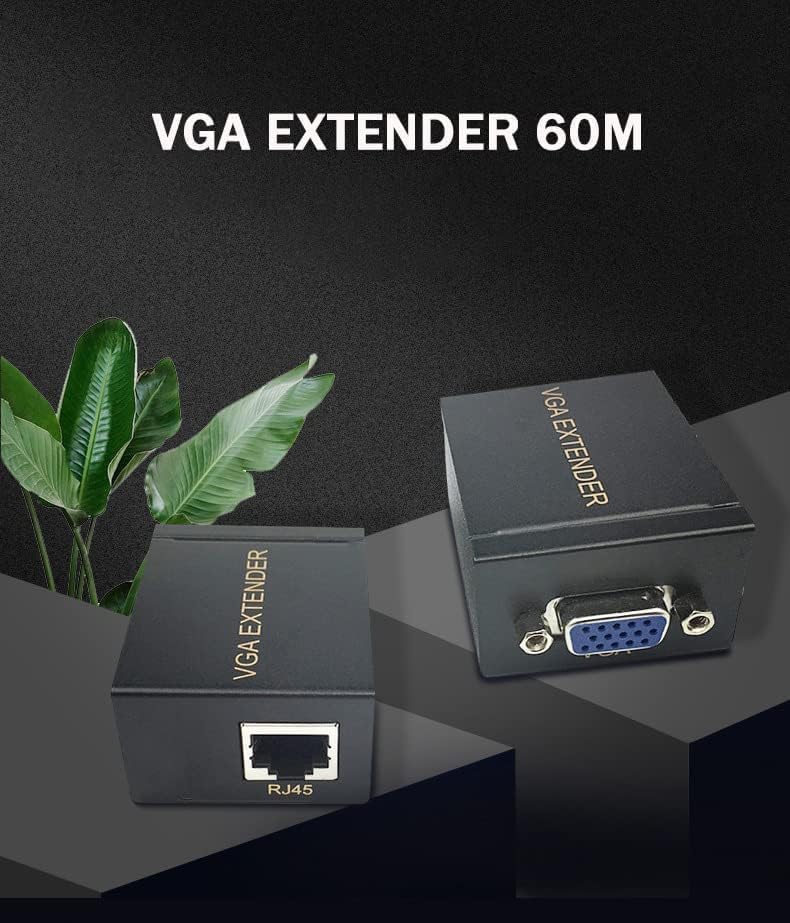 Image of VGA Extender to LAN Ethernet Adapter Amplifier VGa Extendr Over RJ45 LAN Cable Up to 60 Meter (60M VGA Extender)