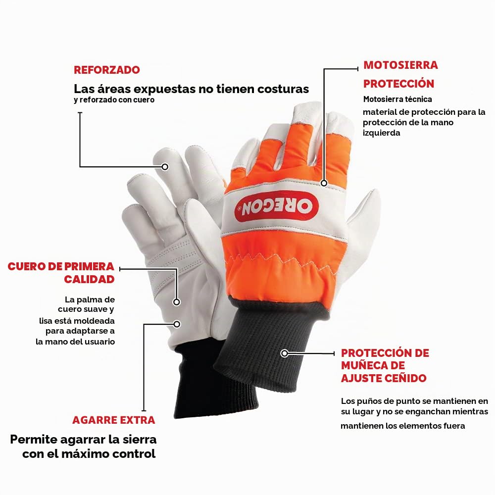 Oregon Guantes de Motosierra Anticorte, Protección de la Mano Izquierda – Talla L (Talla 10) (91305L)