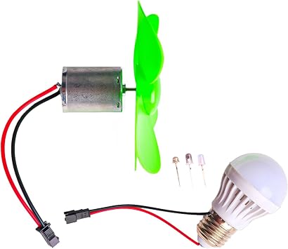 for mini Wind Turbine Motor, 12V Gearmotor with ABS+Metal Blades for Wind Power Generator Kit, DIY Renewable Energy Experiment for Students(without Blub)