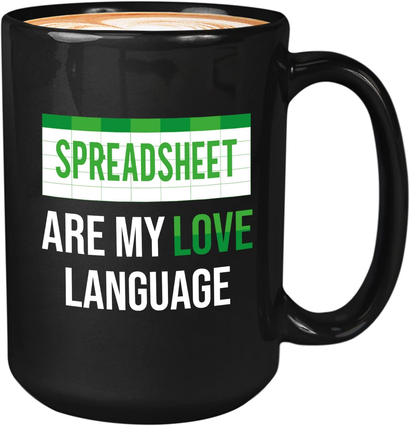 Accountant Coffee Mug 15oz Black - Spreadsheets Are My Love Language - Administration Office Employee Boss Workplace CPA Auditor Financial