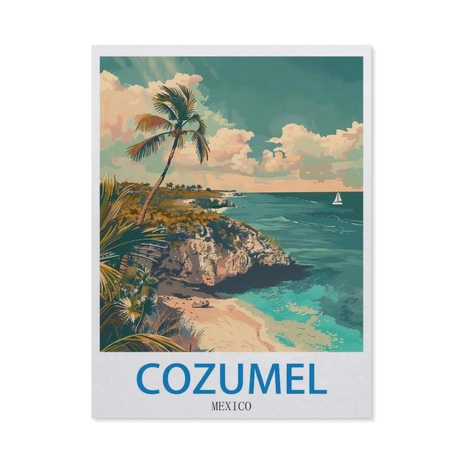 BEAYODKP Full Diamond 5D DIY Diamond Painting，Cozumel Mexico，3D Diamond Embroidery Cross Stitch Mosaic Needle Works（30 x 40 cm/11.81 x 15.74 inches）-CJ8