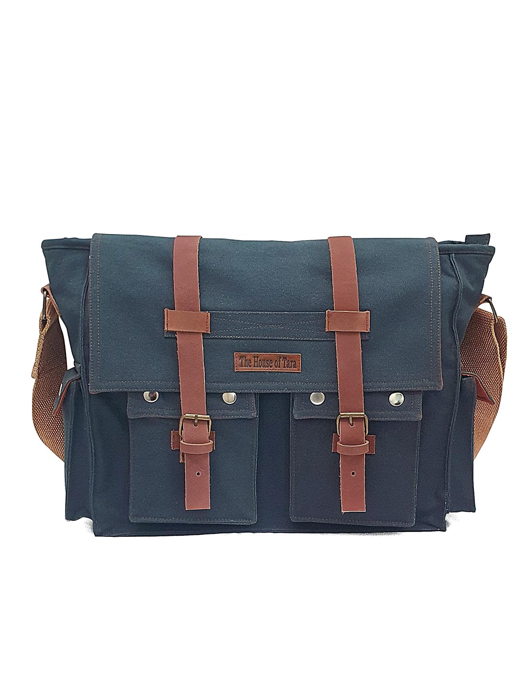 the house of tara Canvas Messenger bags Large | Cotton Sling One Side Shoulder Bags for Men & Women with Adjustable Crossbody strap, Padded Partition & 4 External Pockets-picture-40