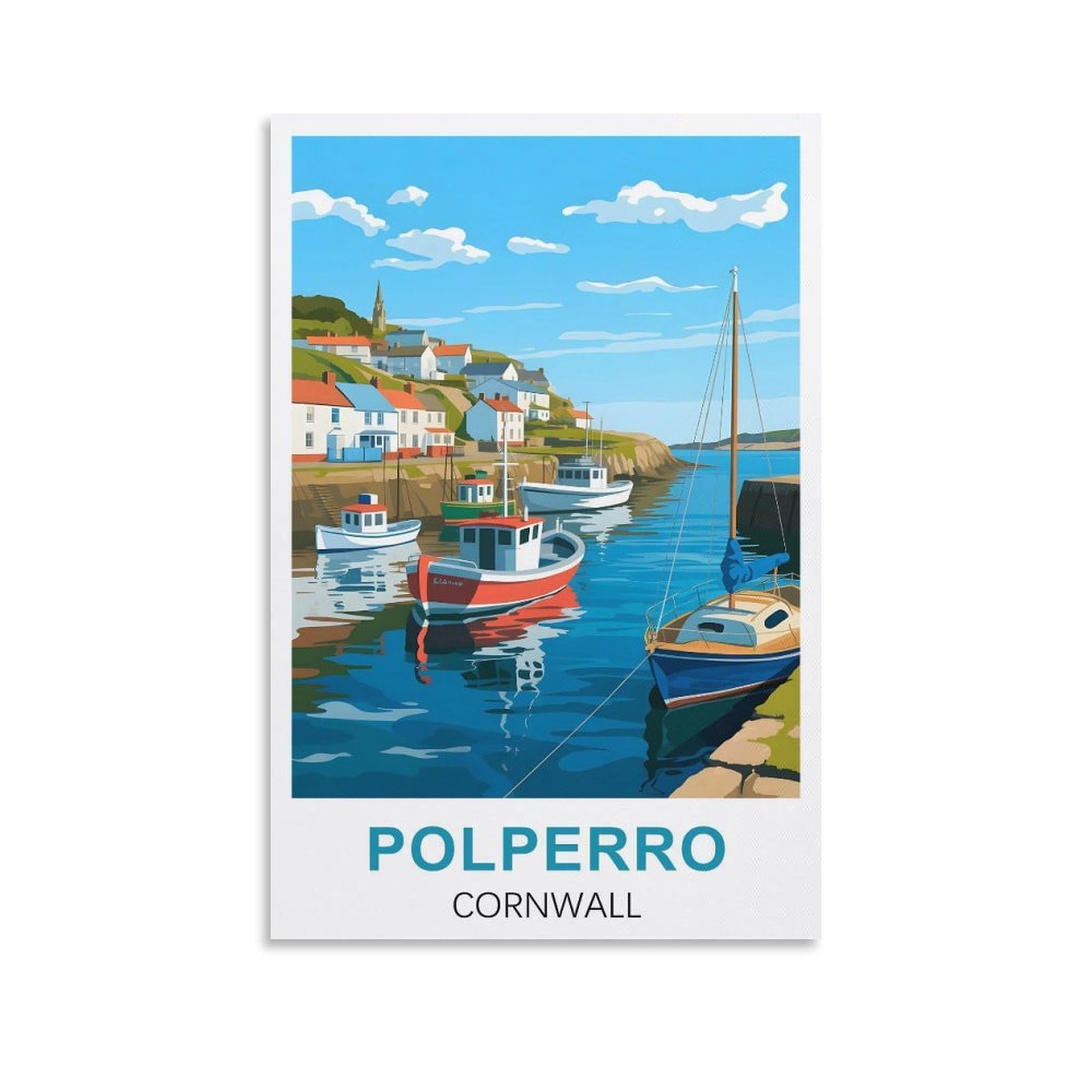 EZMLFA DIY Diamond Painting,Polperro Cornwall 5D Landscape Diamond Painting Kits for Adult, Gem Art Crystal Art Kits for Adults, for Home Wall 40x40cm