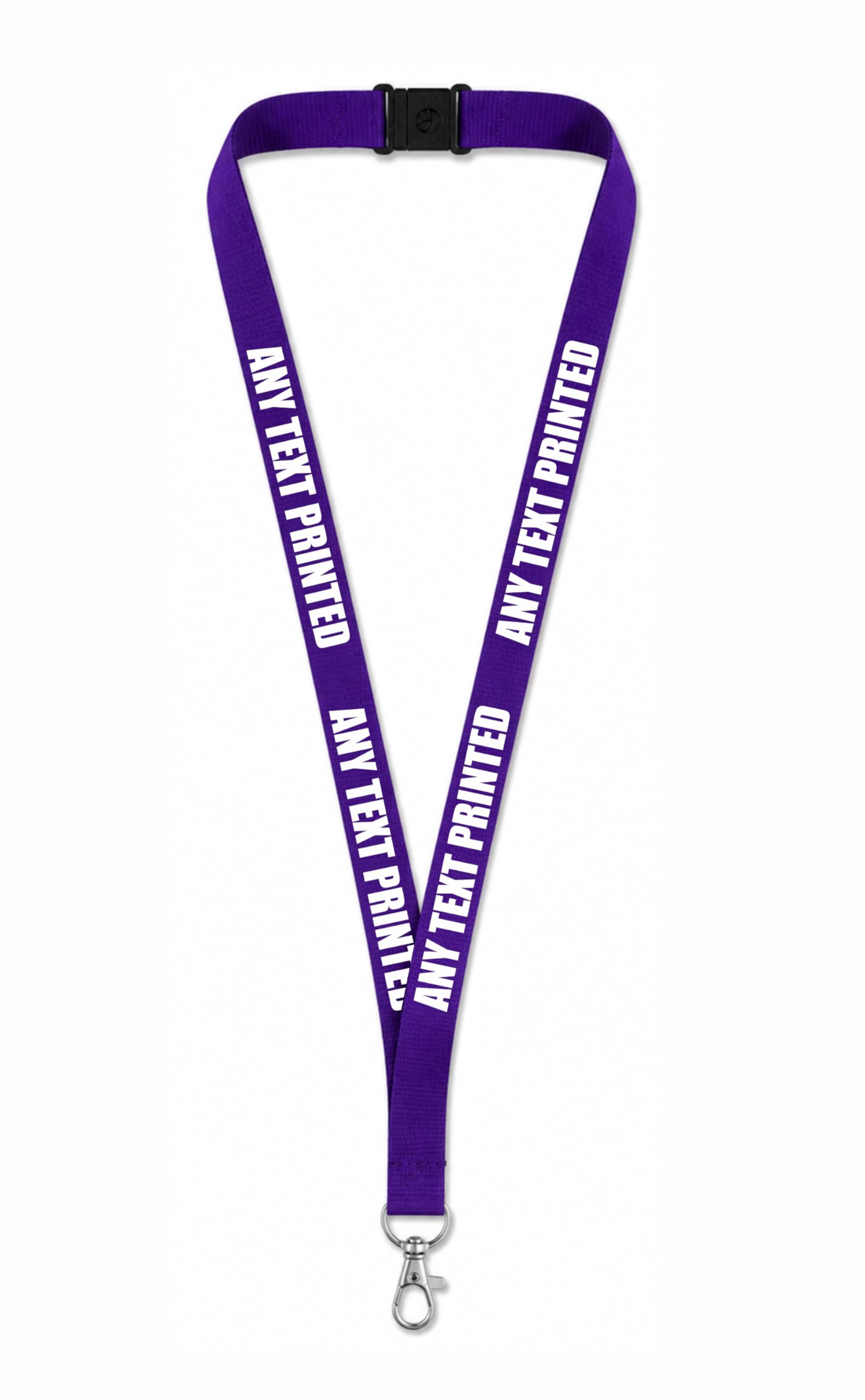 Hands Off Personalised Printed Lanyard, Custom Text Neck Strap for ID Card, Name Badge or Keys (Purple)
