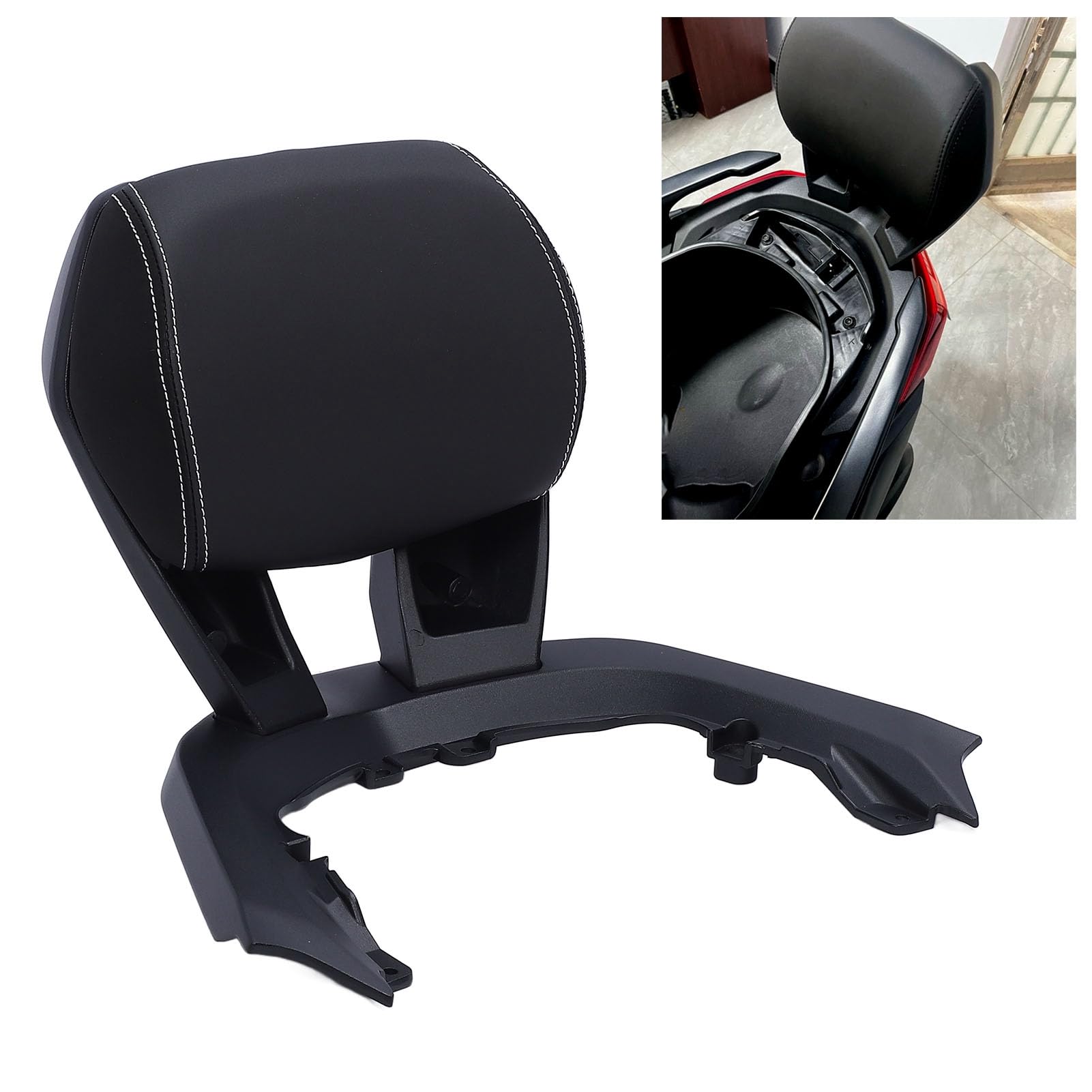 Garsent Respaldo Trasero para Pasajero de Motocicleta Sissy Bar para XMAX300, Almohadilla Acolchada Portaequipajes Compatible con X-MAX Xmax 300 X MAX300 XMAX300 2023 2024
