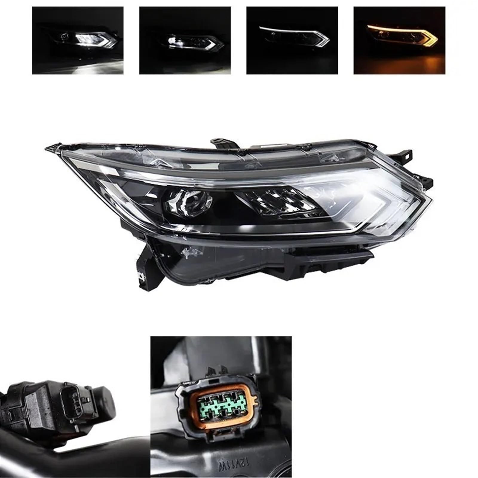 Faro Coche Accesorios Para Coche, Parachoques Delantero, Faro LED, Luz De Señal, Carcasa Sin Bombillas Para Nissan Para Qashqai 2019-2021 Faros Delanteros(Hight Right)