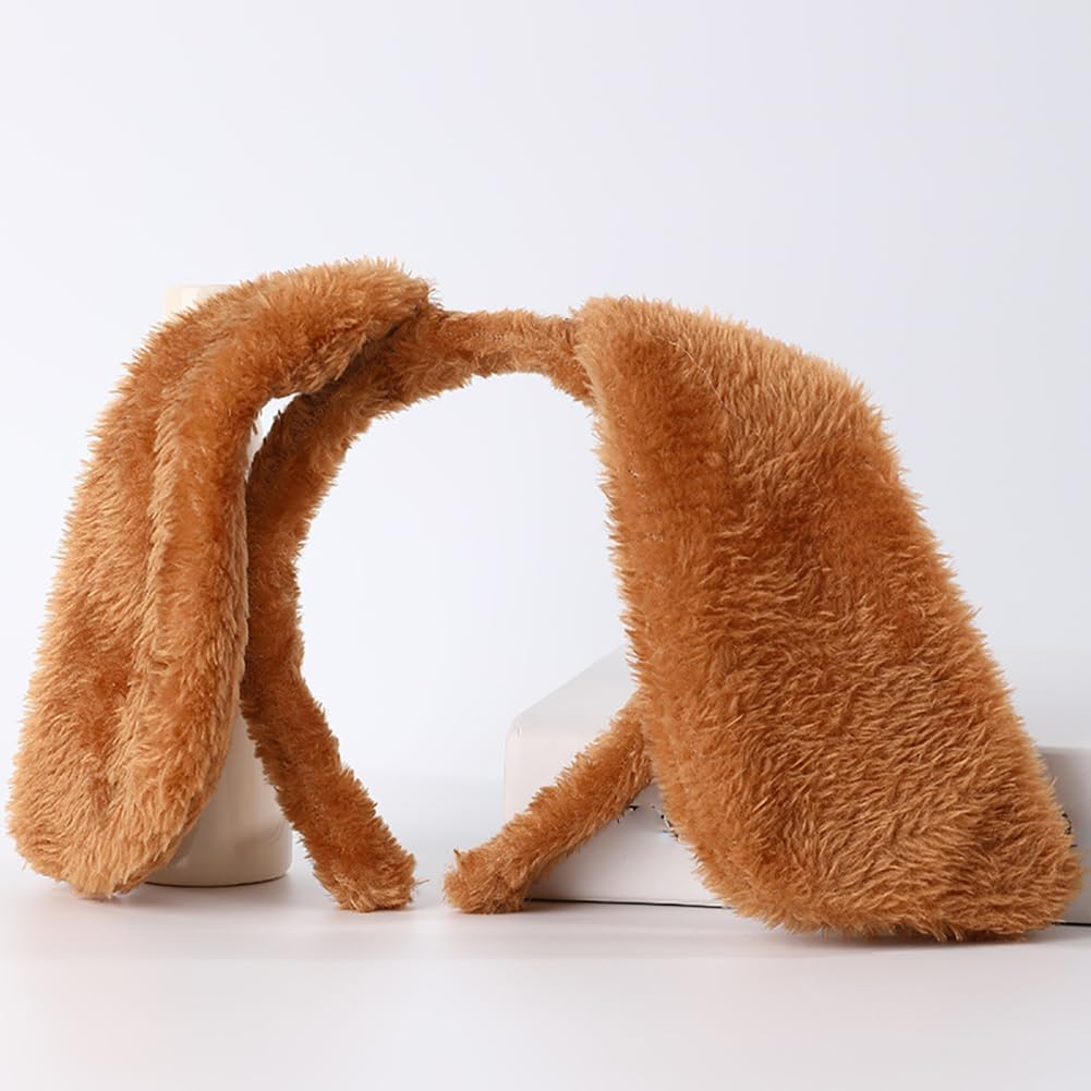 Brown Floppy Dog Ears Headband: Furry Puppy Ears, Elasticized Fit, 16 x 15 cm, Perfect for Halloween, New Year's Eve, Zoo-Themed Parties & More - Image 2