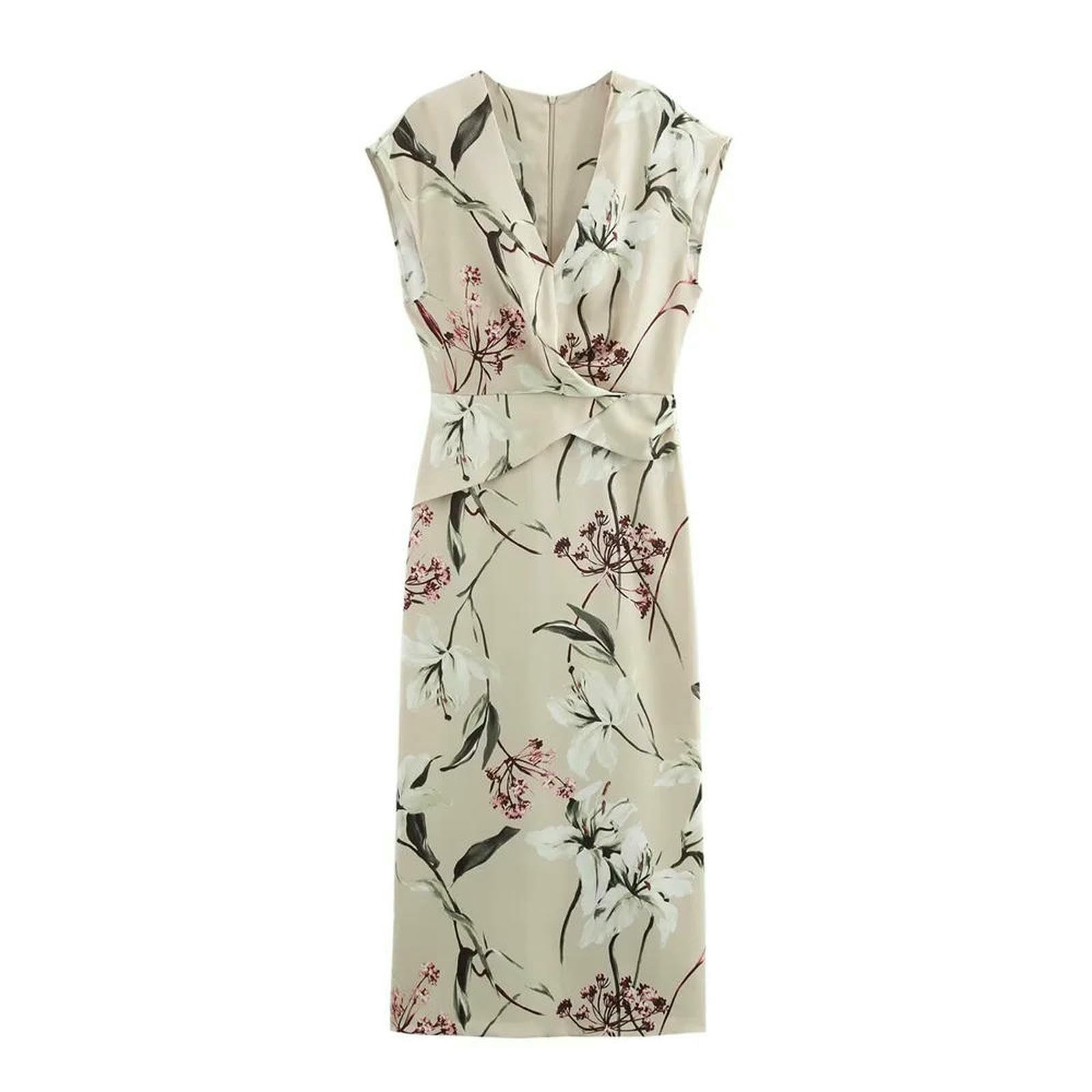 Abito Donna Invernale Texture Satinata Stampata Elegante Elegante Lungo Vestito Ad Alta Casual Abbigliamento da Donna Prodotti Primaverili-Colore Misto-XS