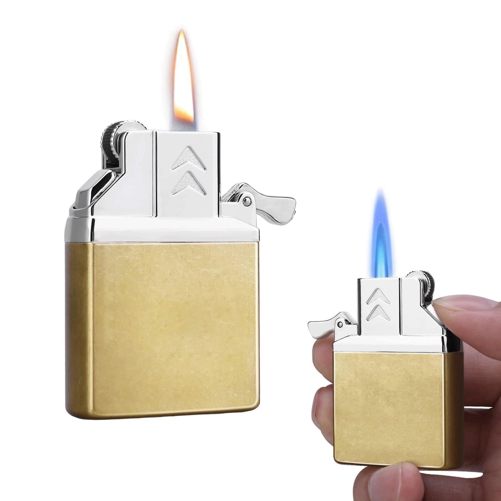 DGHNBMGNG Switchable Lighter Flame Mode Windproof Lighter, Jet Flame Old Style Windproof Lighter, Suitable for Outdoor Men Gift (Gas Not Included)