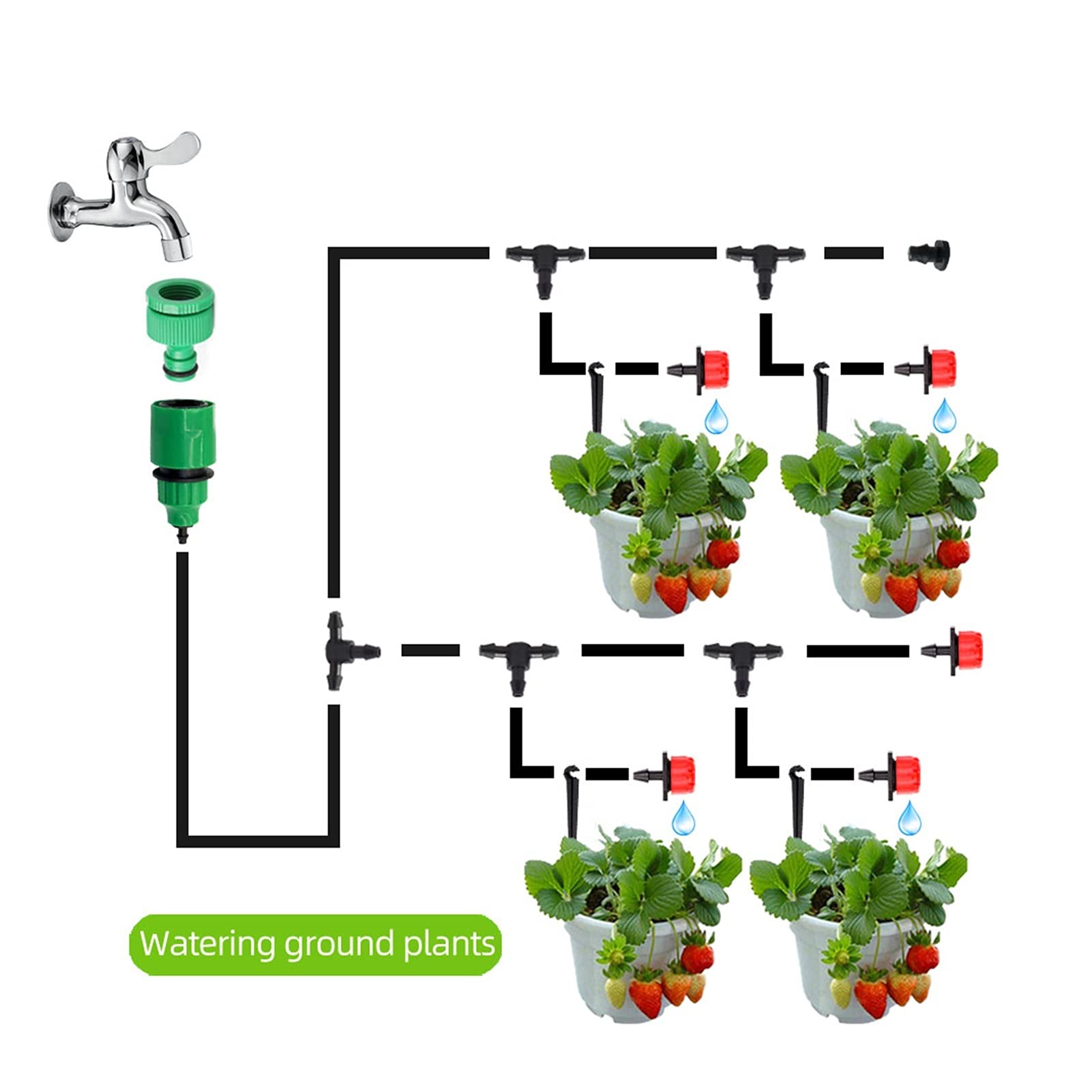 Kit de riego por goteo de 10 m, sistema de riego de jardín inteligente, sistema de riego por goteo, sistema de riego de plantas por goteo, kit de riego de 10 m (color: 10 m)