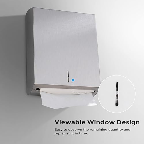 Miniatura 5 de Dispensador de toallas de papel para montaje en pared, dispensador de toallas de papel multipliegues, soporte de papel de acero inoxidable de gran