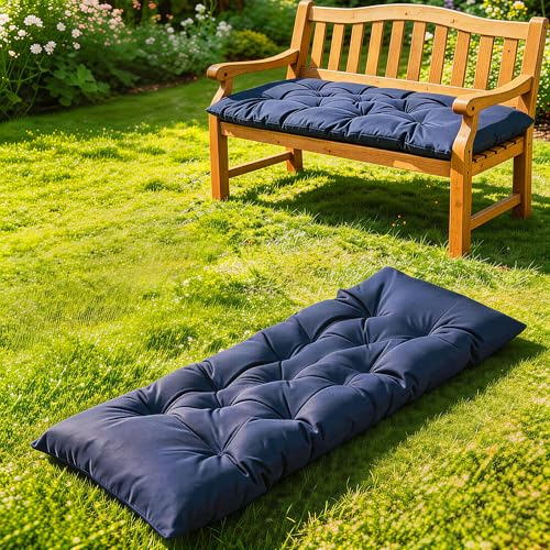 Yddsky 59 inch Waterproof Indoor/Outdoor Garden Bench Seat Cushions,Thicken Patio Bench Soft Rocking Chairs Pad Lounger Seat for Porch Wicker Loveseat Settee (59x19.6x3.9 inch,Navy