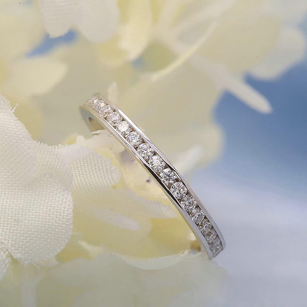 Amazon.com: Lieson Women's Rings Wedding, 14K White Gold Ring for Women Simple Row 0.015ct Round Created Diamond Promise Ring White Gold Ring Size 4 : Clothing, Shoes & Jewelry