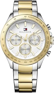 Tommy Hilfiger Men\'s 45.5mm Multifunction Quartz Watch - White Dial, Two-Tone Stainless Steel Bracelet with Gold IP, 3 Sub-Dials, 5ATM Water Resistant - 1791226