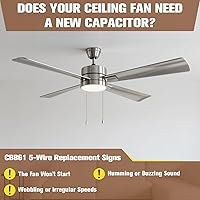 Vista 6 de Podoy Condensador de ventilador de techo CBB61 5 cables para compatible con New Tech 4.5uf+5uf+6uf 250VAC (paquete de 2)