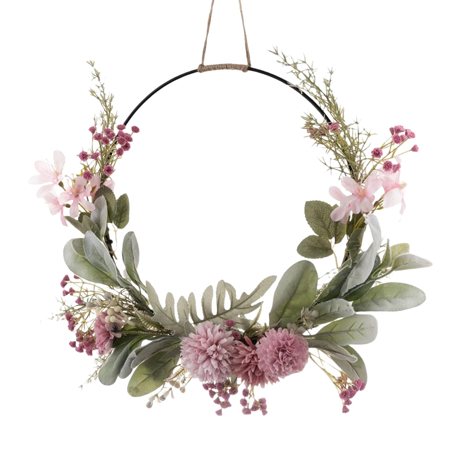 TROONZ Spring Wreaths for Front Door, Artificial Wildflower Spring Wreath, Artificial Flower Garland Door Hanging Welcome Sign, All Season UV Protection Outdoor Farmhouse Wreath