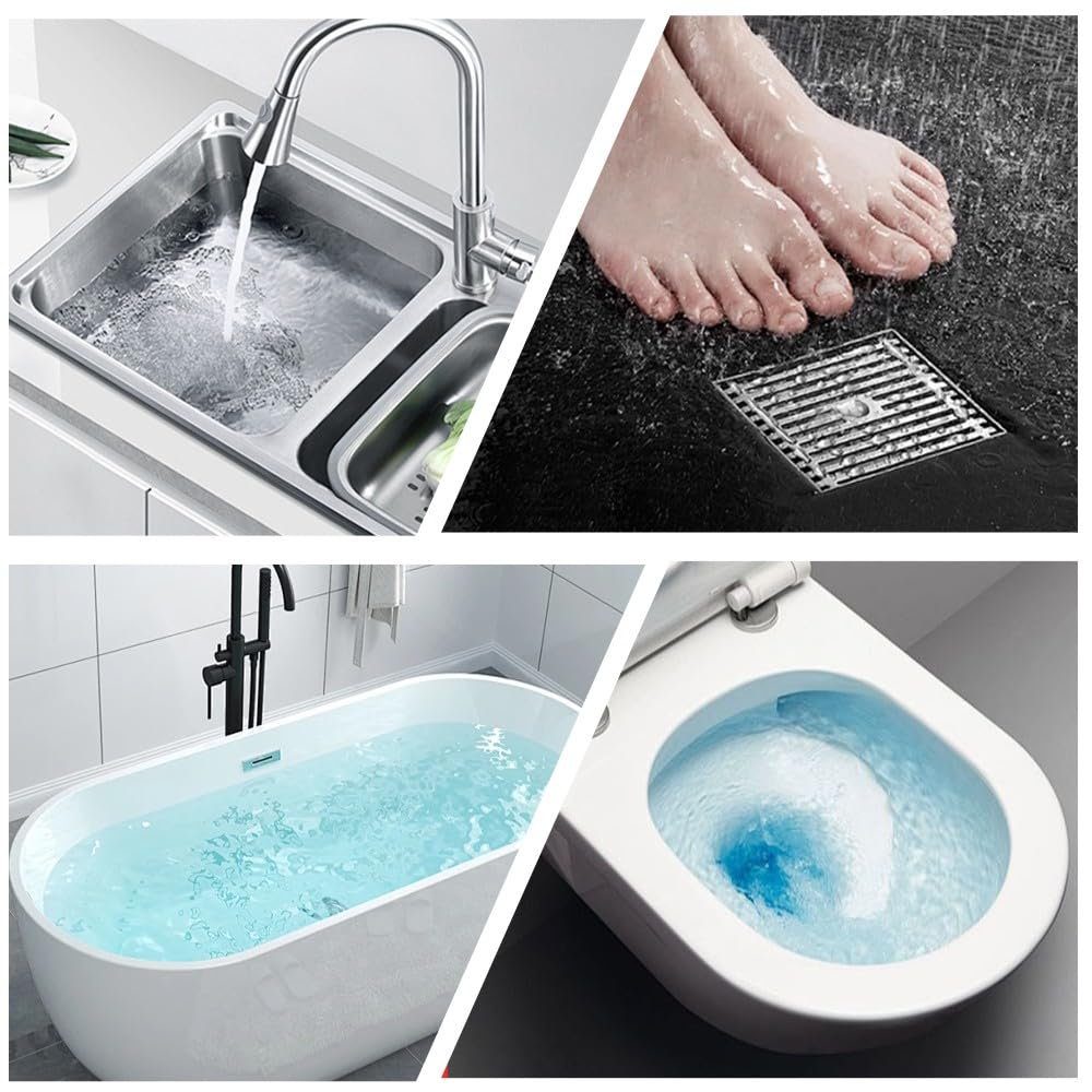 Sturascarici ad Alta Pressione con 4 Ventose, Stura Lavandini e Scarichi Professionale con Manometro, Pompa Stura Scarichi a Pressione, per Vasca da Bagno Cucina Bagno, Rosso