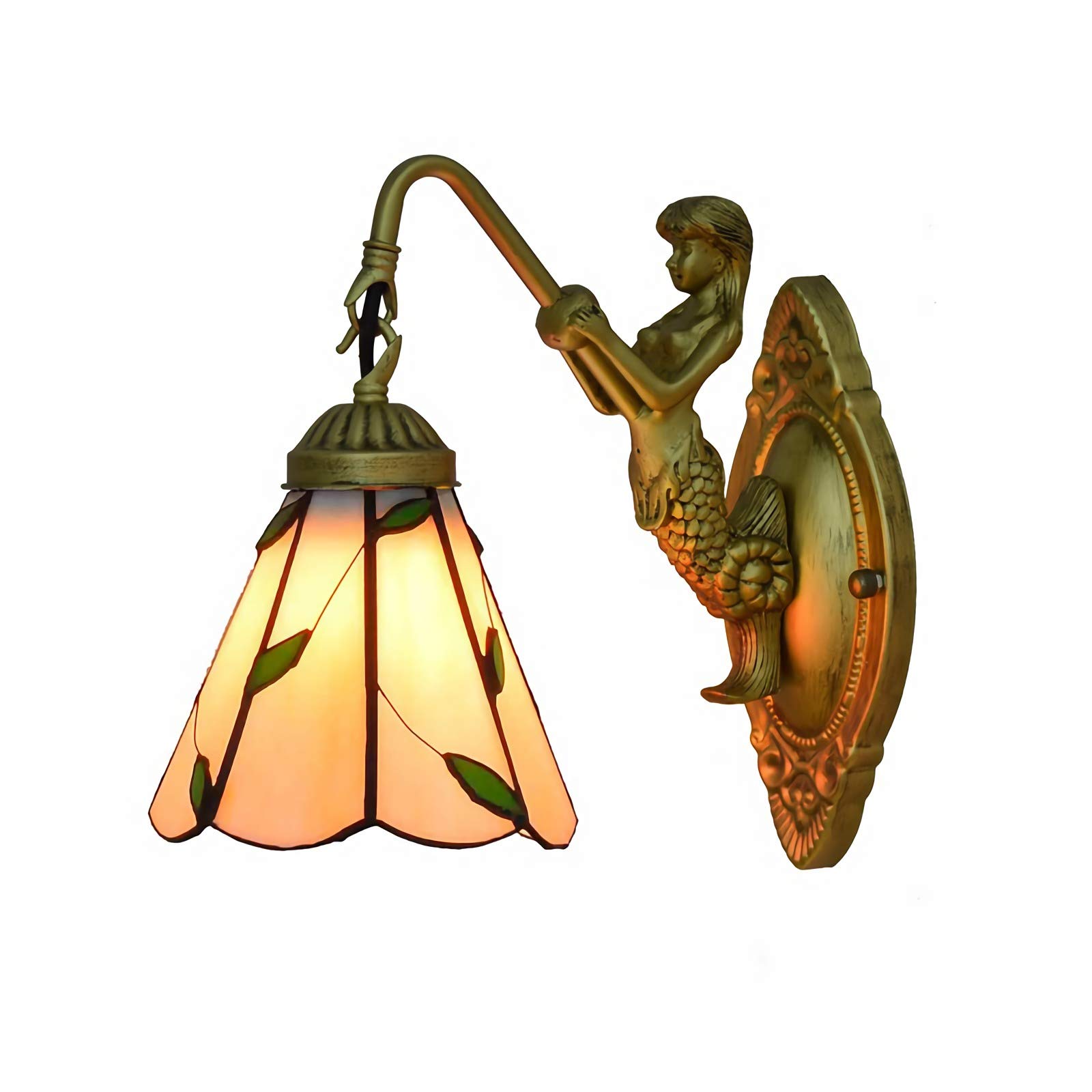 Aioneer Tiffany Style Wall Light, Vintage Stained Glass Wall Sconces, Bedroom Bedside Wall Lamp For Living Room Bathroom Hallway [Energy Class A + + ]-6