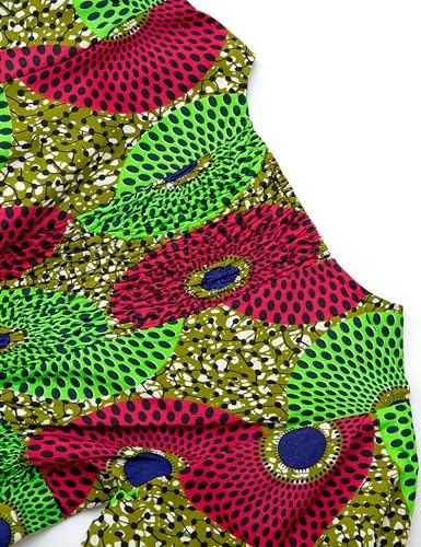 Women's African Print Dress Ankara Wax Dresses Lantern Sleeves3